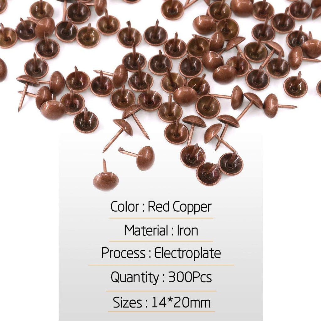 Antique Upholstery Decorative Tacks Furniture Sofa Thumb Tacks Nails Pins Assortment Kit - Red Copper Y196363