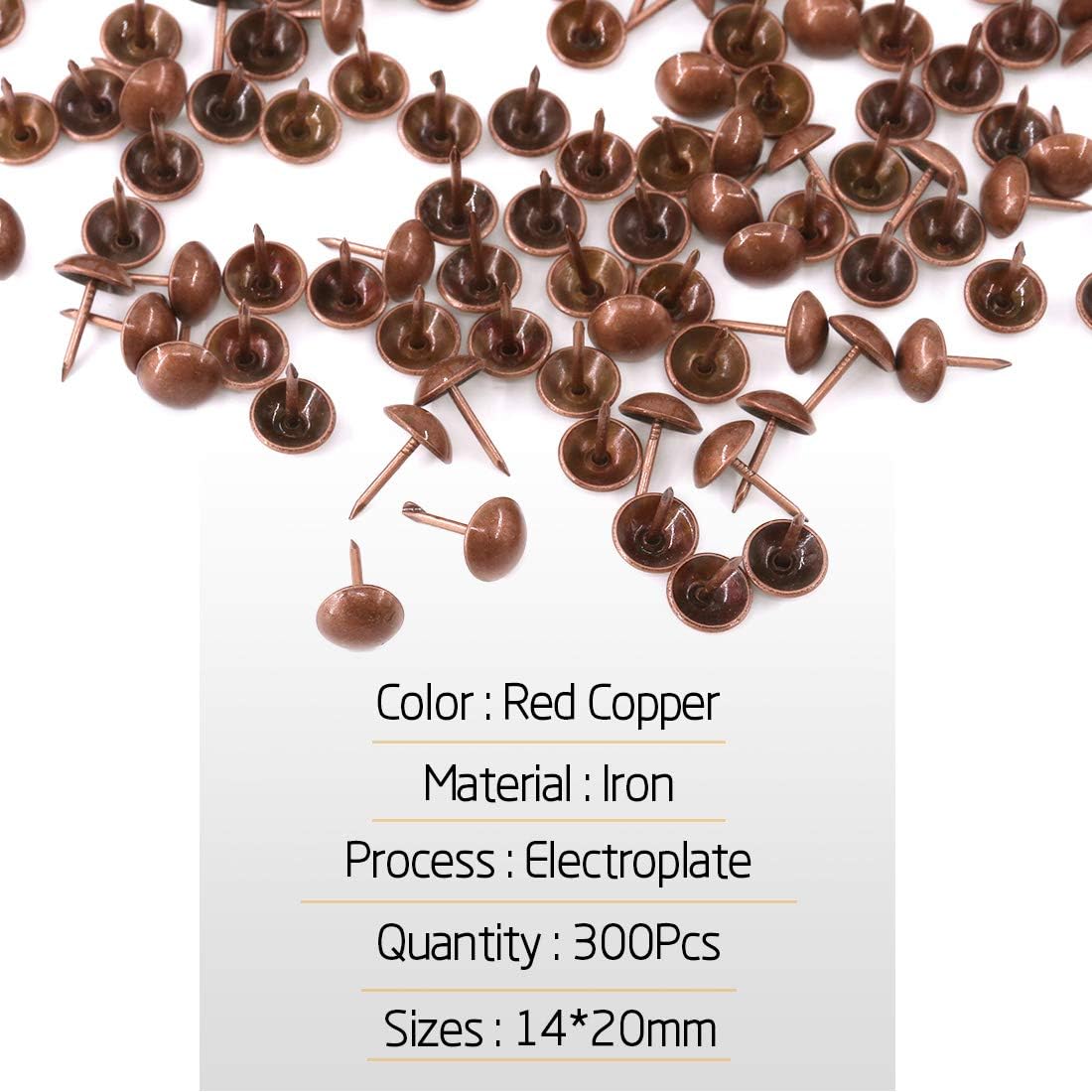 Antique Upholstery Decorative Tacks Furniture Sofa Thumb Tacks Nails Pins Assortment Kit - Red Copper Y196363