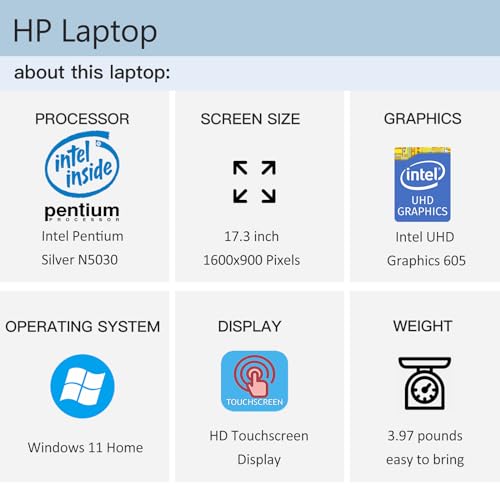 HP 17.3" Touchscreen Laptop, Intel Pentium N5030, 16GB RAM, 1TB SSD, Windows 11 Home M2913