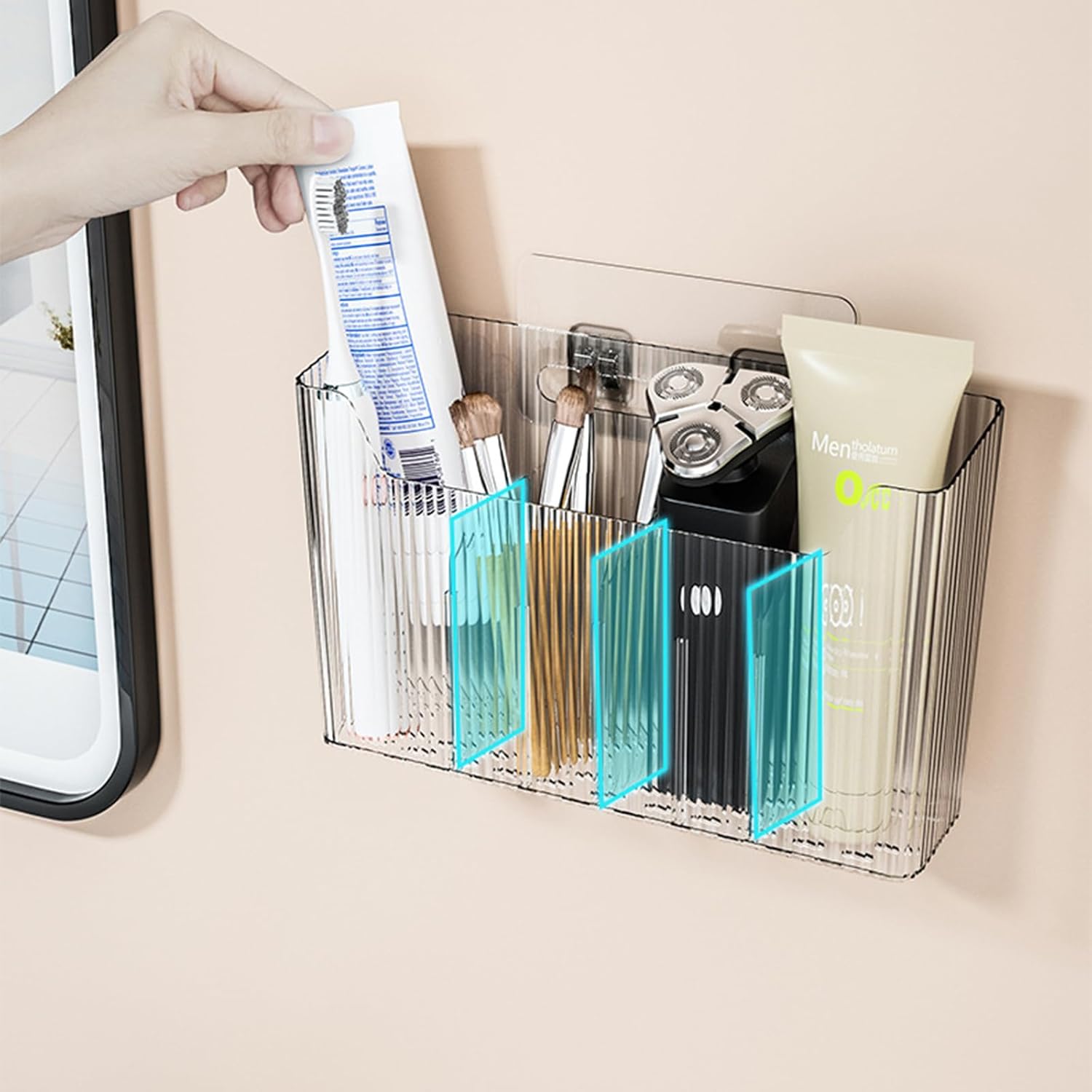 2 Pack Adhesive Cabinet Door Organizer, Wall Mounted Storage Bins for Narrow Space, Clear V226