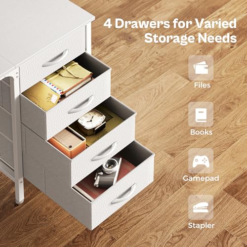 55 Inch Computer Desk with 4 Drawers, Mesh Shelf, Rustic Brown H30275