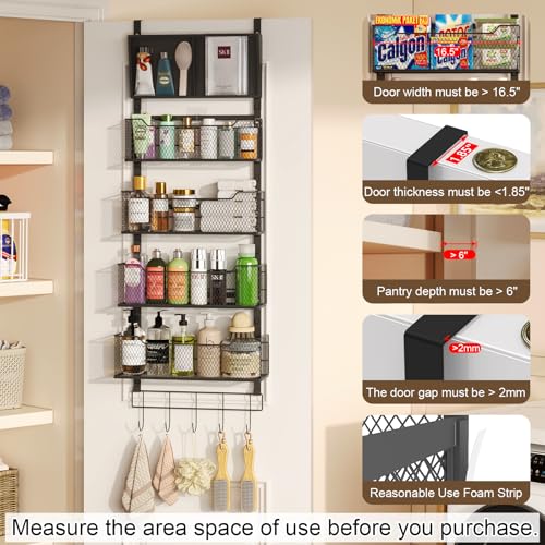 Adjustable Over The Door Organizer with 4 Metal Baskets, White H46810
