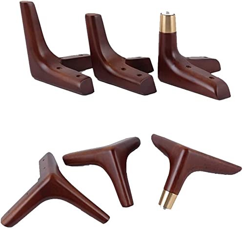 Solid Wood Furniture Legs Set of 4, Triangle Sofa Feet, Walnut, with Screws W743882