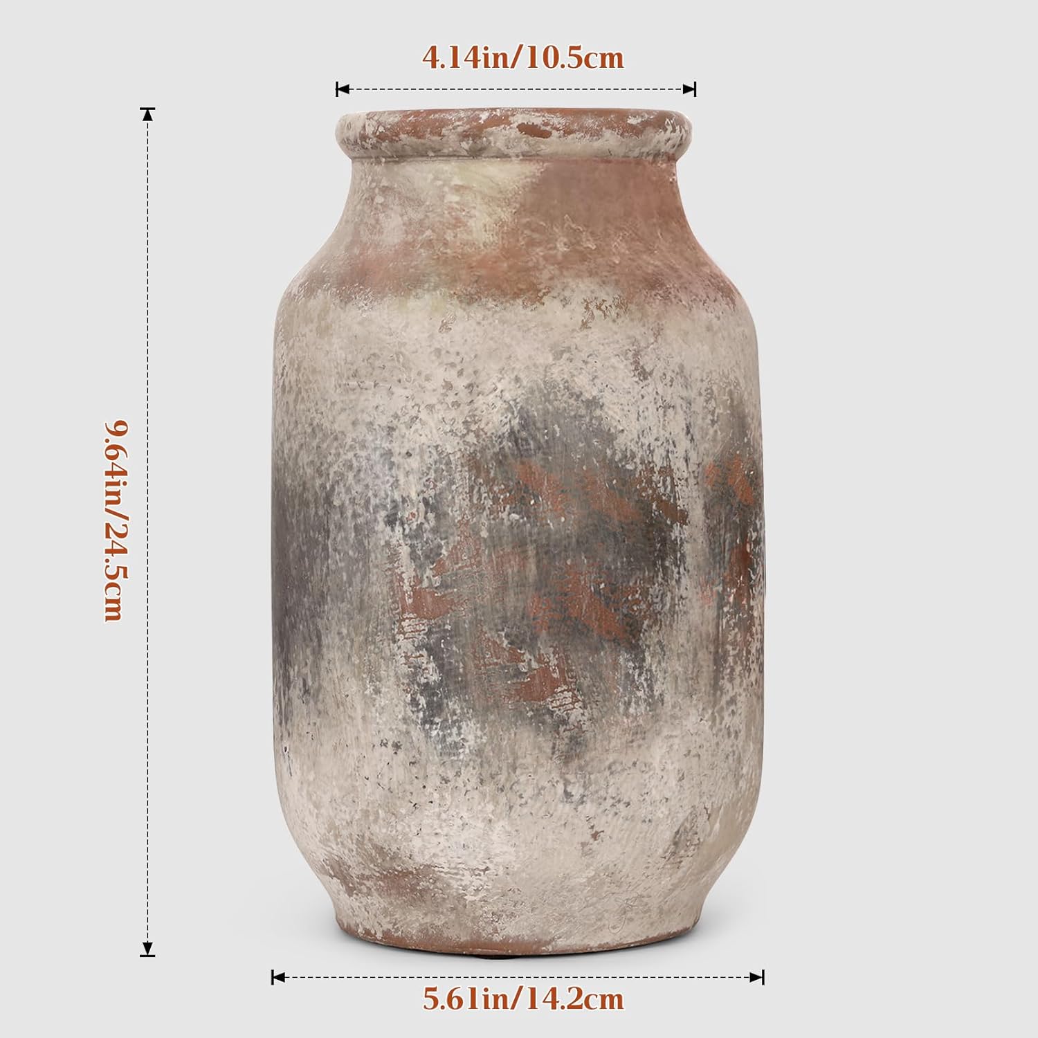 Rustic Ceramic Flower Vase Whitewashed Terracotta Floor Decor W500366