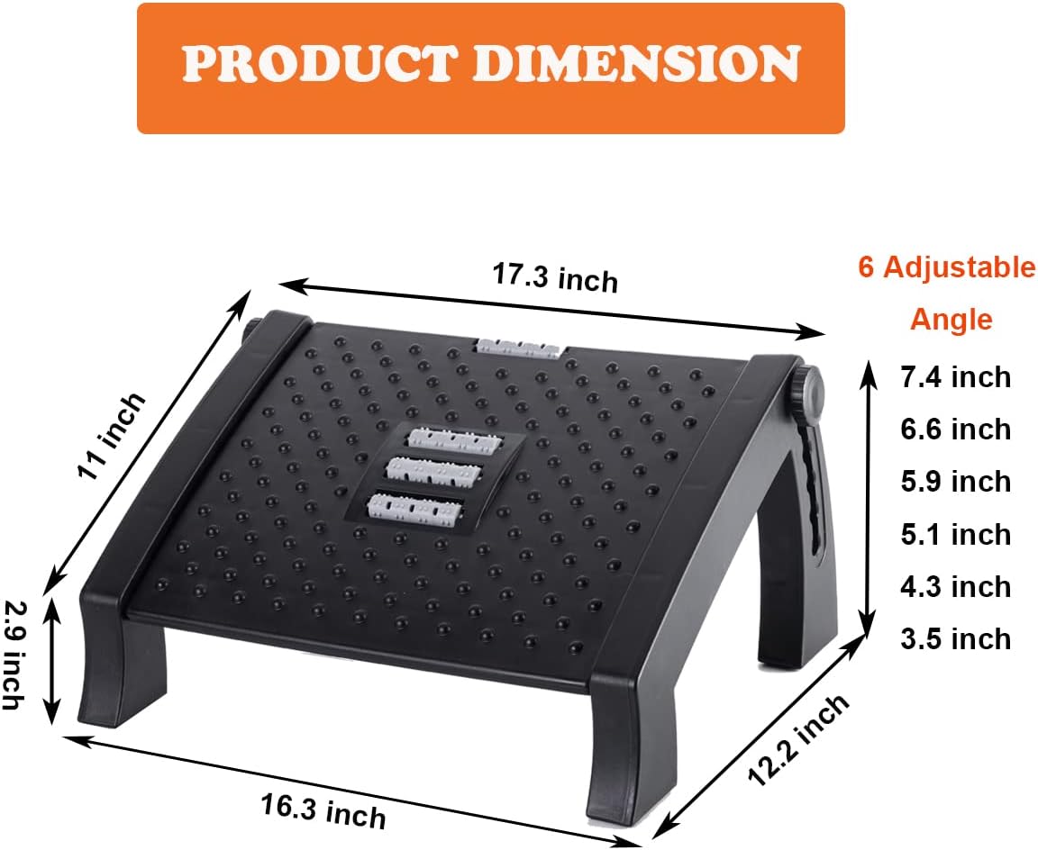 Adjustable Height Foot Rest with Massage Surface for Under Desk R7981