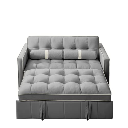 Velvet Sleeper Sofa 54" Convertible Recliner Bed with 2 Pillows, Black M45380