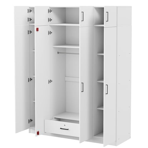 Modern Storage Wardrobe with Hanging Rods and 2 Drawers K97357