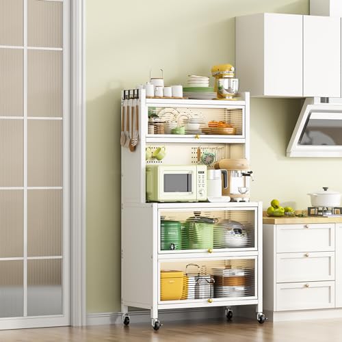 5 Tier Kitchen Baker's Rack with Storage Cabinet, 65 Inches, Black W84653