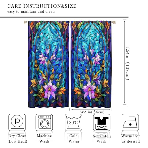 Stained Glass Abstract Flowers Curtains with Rod Pocket 42x63in 2 Panels K788297