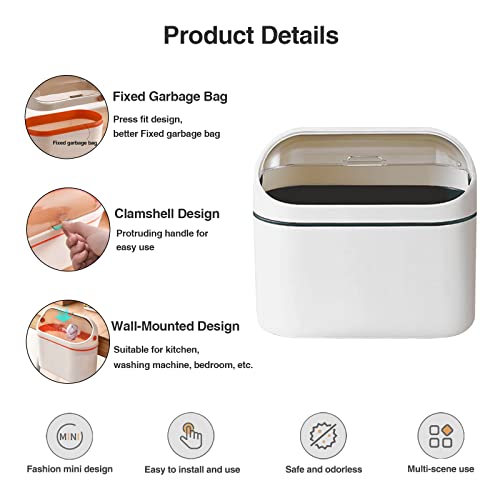 Mini Trash Can with Lid for Desk, Office, RV, Dorm (Orange) C4927