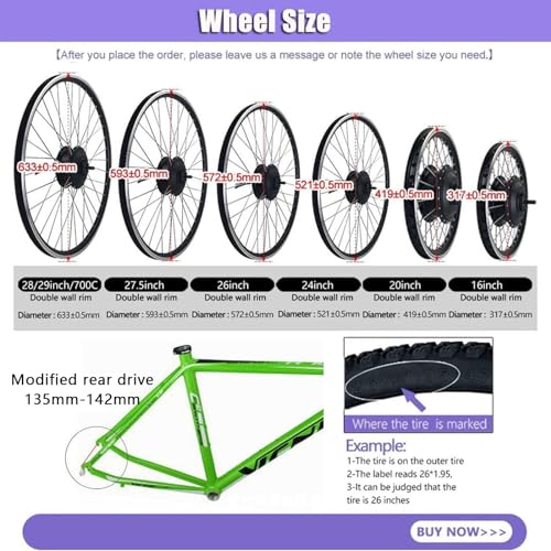 Electric Bike Conversion Kit 48V 1000W Rear Wheel Hub Motor C4964