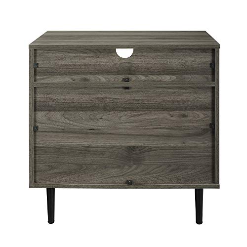 Walker Edison Modern Wood Nightstand with Drawer and Shelf, 25 Inch, Slate Grey V68603