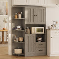 Gizoon 60.4" Farmhouse Kitchen Pantry Storage Cabinet with Doors and Adjustable Shelves, Large Kitchen Hutch with Drawers, Freestanding Cupboard for Dining Room, Living Room, Retro