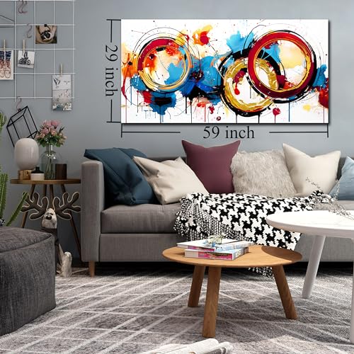 Colorful Abstract Canvas Wall Art 24" x 48" for Living Room and Bedroom Z788854