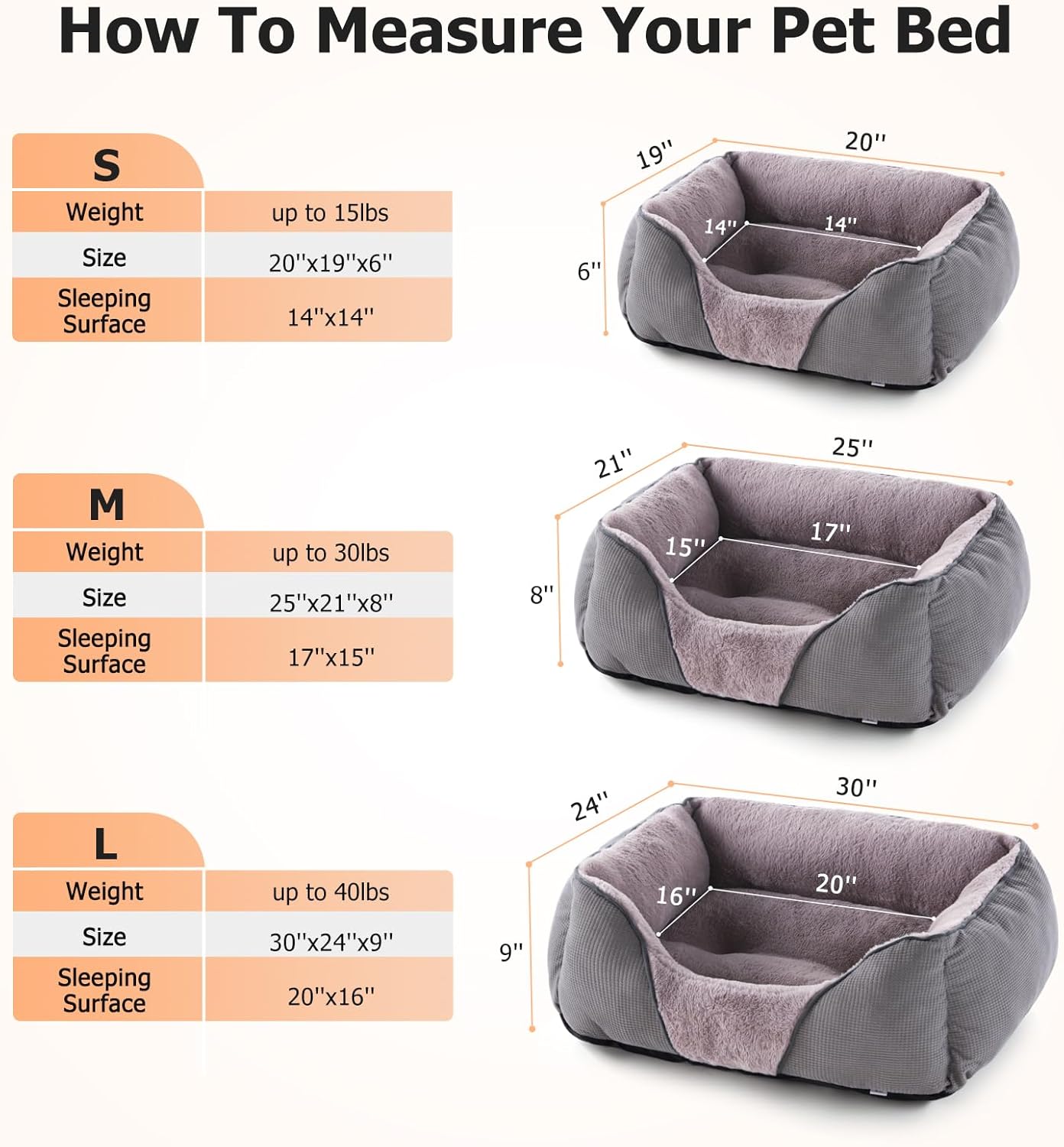 MIXJOY Dog Beds for Small Medium Dogs, Washable Rectangle Pet Bed, Grey U522847