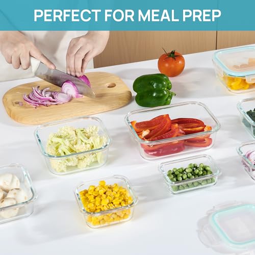 Vtopmart 8 Pack Glass Meal Prep Container with Lids, Airtight Food Storage B68410