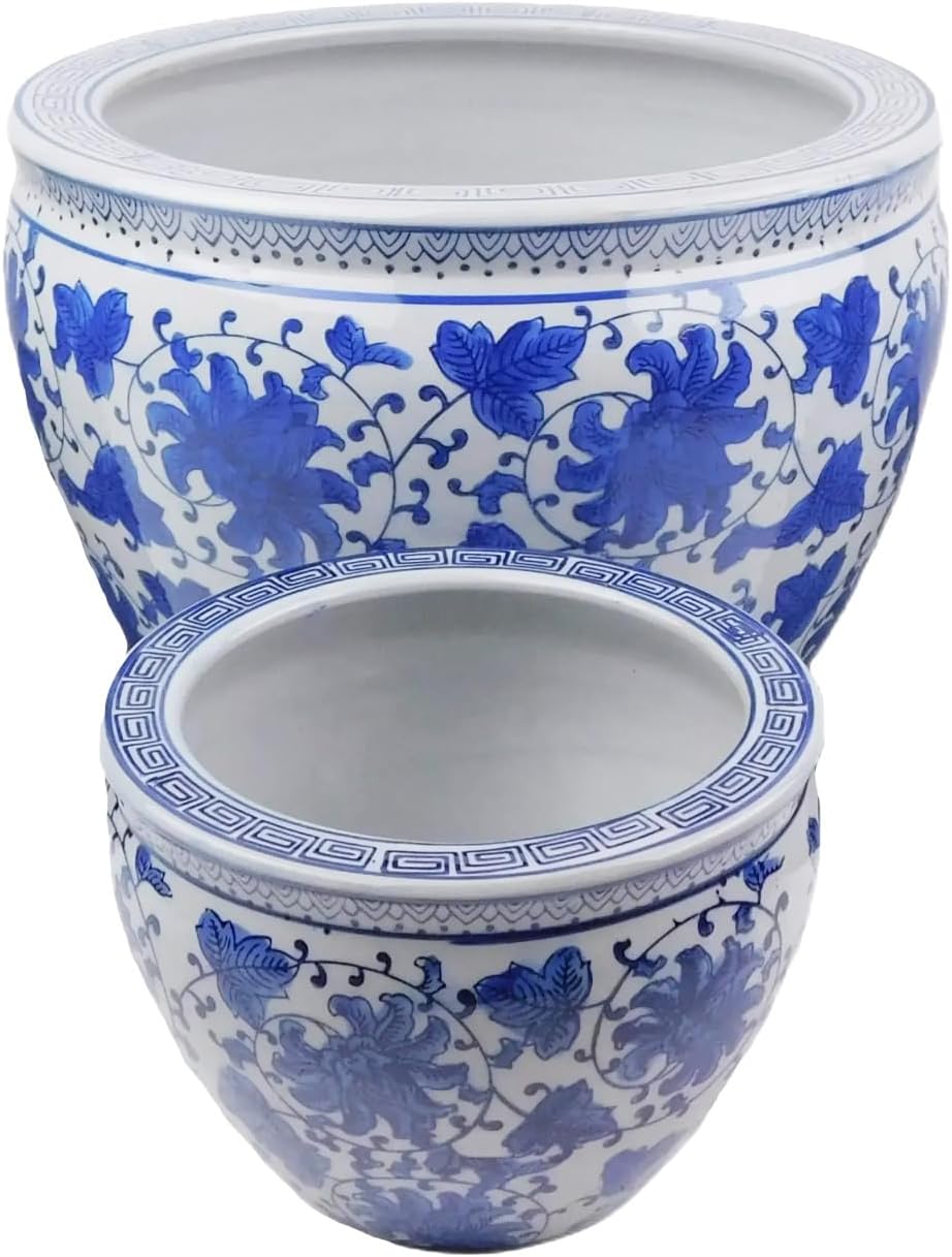 Blue and White Jardiniere by Oriental Furnishings X462213