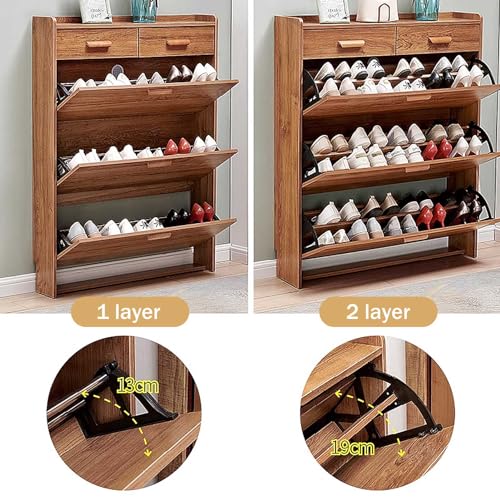 Narrow Shoe Cabinet 4 Tier Flip Down Shoe Rack for Entryway B9554