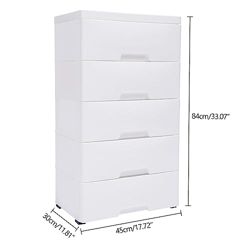Plastic Cabinet 5 Drawers Storage Dresser for Bedroom Hallway Entryway, Blue V560
