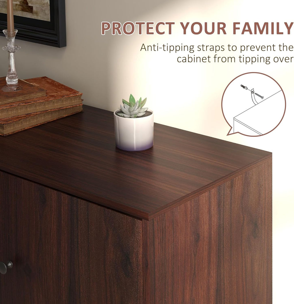 HOMCOM Sideboard Buffet Cabinet with 2 Cupboards, 3 Drawers, Brown X7695