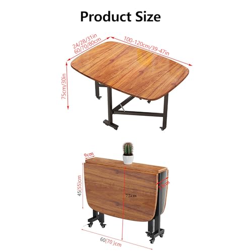 Wood Extendable Dining Table with Wheels, Brown 120x80x75CM V1868