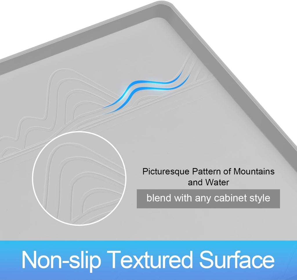 Under Sink Mat 22x19, Silicone with Lip, Waterproof, Light Grey Q30370