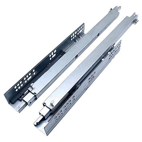 Drawer Slide Furniture Full Extension Drawer Runner Slides,Drawer Bottom Slide, Hidden, Three-Section Guide Rail, Damping Buffer, Push and Pull is Smooth and No Noise, One Pair Contains Two (35cm)