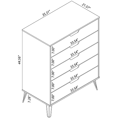 Manhattan Comfort Rockefeller Mid Century Modern 3-Drawer Dresser Set, Grey D4367