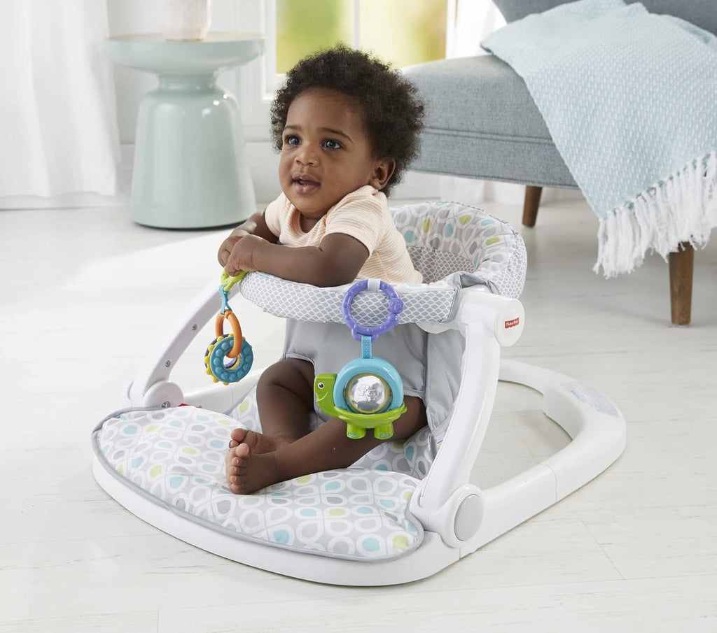 Fisher-Price Portable Baby Chair Sit-Me-Up Floor Seat with Developmental Toys, Honeydew Drop D976