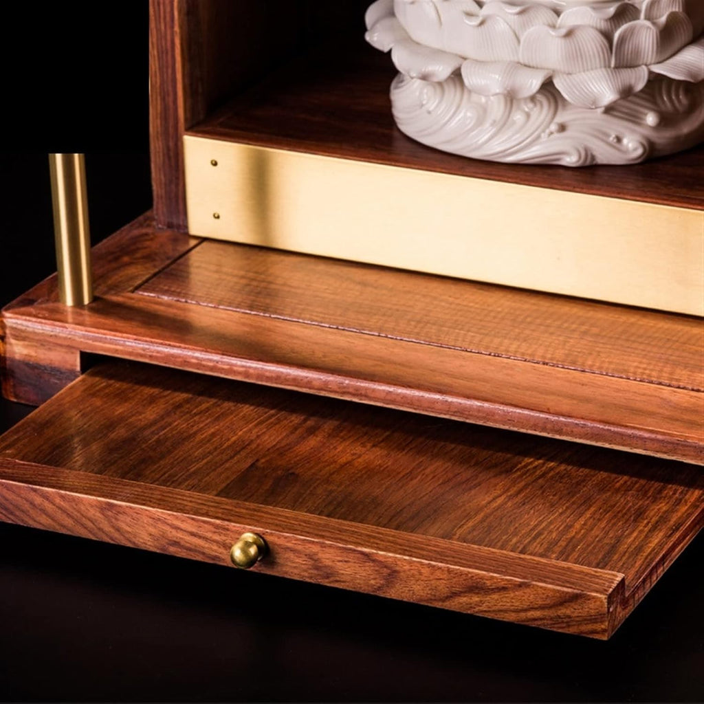 Rosewood Solid Wood Hanging Buddha Altar Shelf for Guanyin Shrine I240