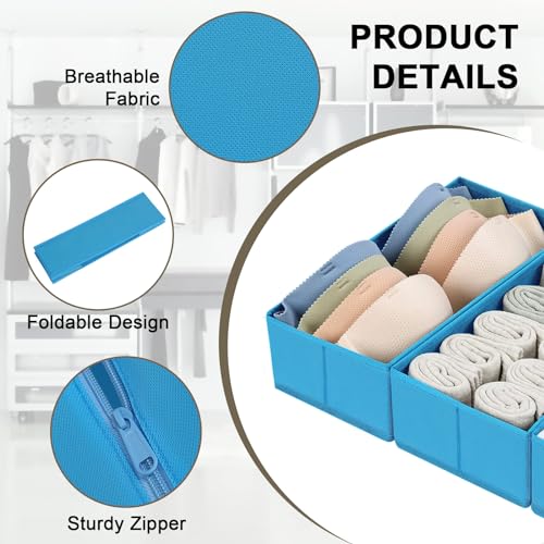 DIMJ Drawer Organizer Clothes, Set of 4 Foldable Fabric Dividers, Light Grey L613