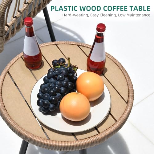 YITAHOME 5-Piece Outdoor Wicker Patio Bistro Set with Footrest and Coffee Table, Black D6223