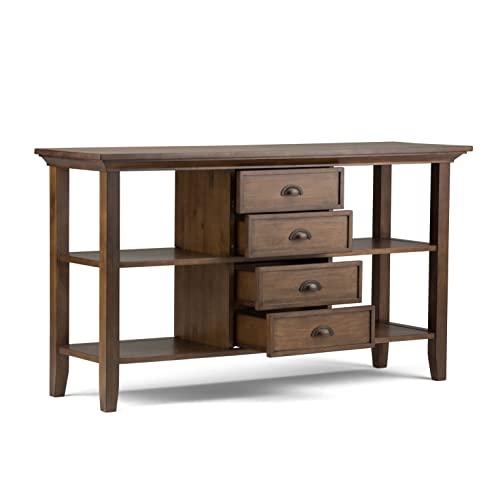 SIMPLIHOME Redmond Solid Wood 54" Console Sofa Table with Storage, Hickory Brown V557618