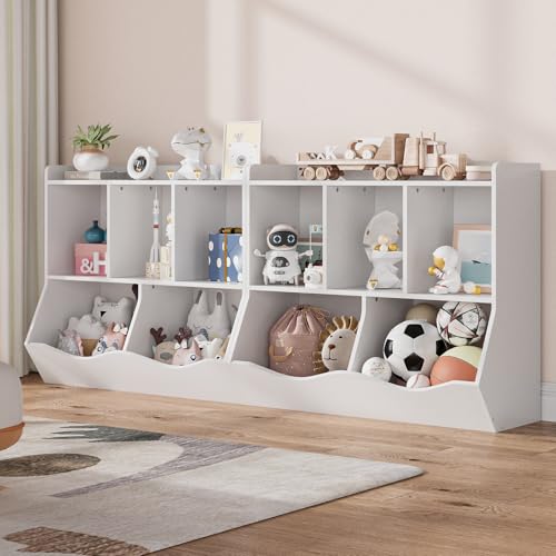 Kids Bookshelf and Bookcase Toy Storage with Cubby Organizer F247