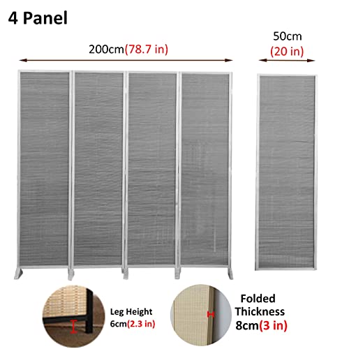 Room Privacy Screen Divider 4 Panel Folding Bamboo Partition Wall, 170cm Tall N49136