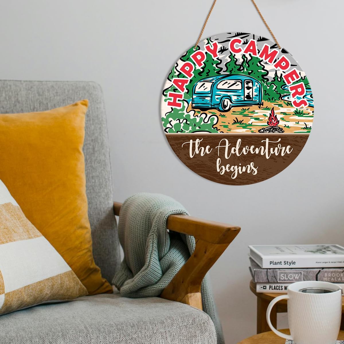 Happy Camper The Adventure Begins Camping Wall Decor Sign S7134