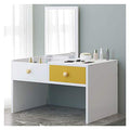 2 Drawers Storage Organizer Mini Makeup Vanity Desk for Home Bedroom, Small Dressing Table with Flip Top Mirror (Color : Natural-a, Size : 60x40x36cm) (White a)