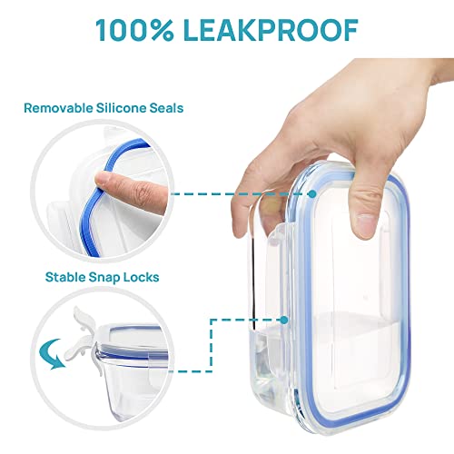 Vtopmart 8 Pack Glass Meal Prep Container with Lids, Airtight Food Storage B68410