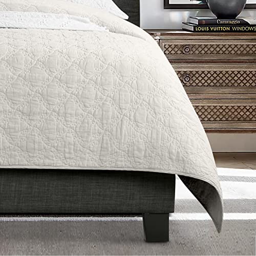 Rosevera Corrine Upholstered Bed Frame with Tufted Headboard, Twin, Natural Y723316