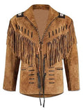 100% Real Suede Western Style Leather Jacket for Sale Native American Coat Fringe
