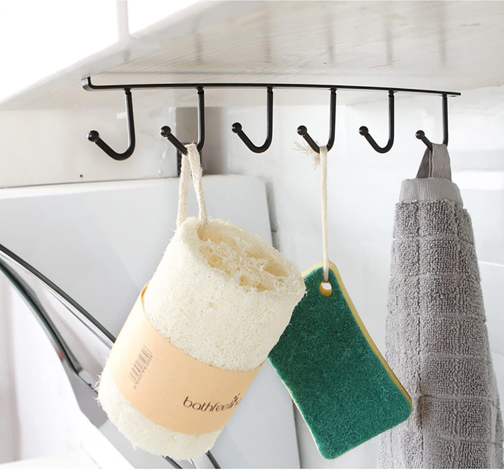 Under Cabinet Cup Holder with 6 Hooks, 2 Pack S5670