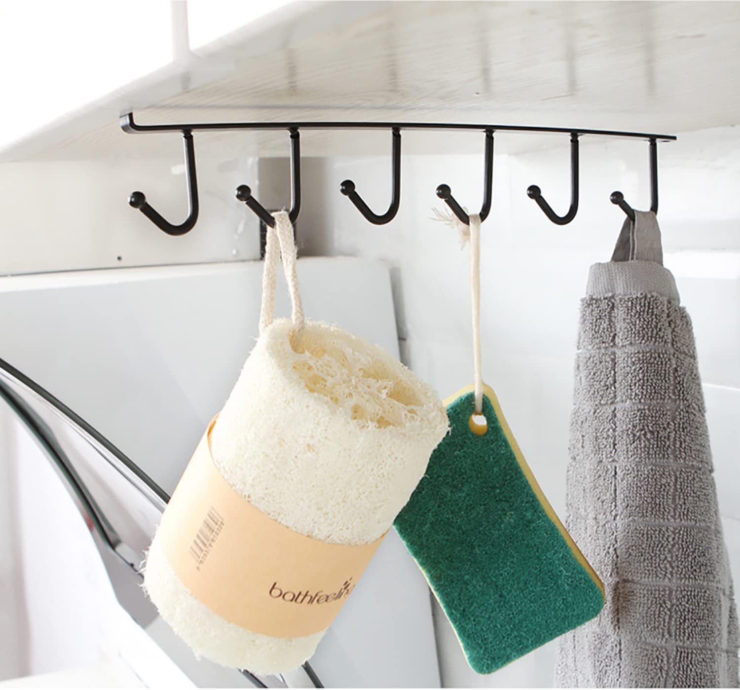 Under Cabinet Cup Holder with 6 Hooks, 2 Pack S5670