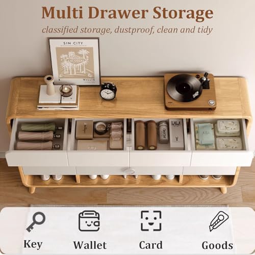 Wooden Shoe Cabinet with Drawers and Adjustable Shelves, 5 Tier, Brown-white G468017