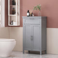Bathroom Floor Cabinet, Wooden Side Storage Organizer w/Larger Drawer, Adjustable Shelf & 2-Door Cupboard, Freestanding Storage Cabinet for Living Room, Kitchen, Entryway (Double Door)