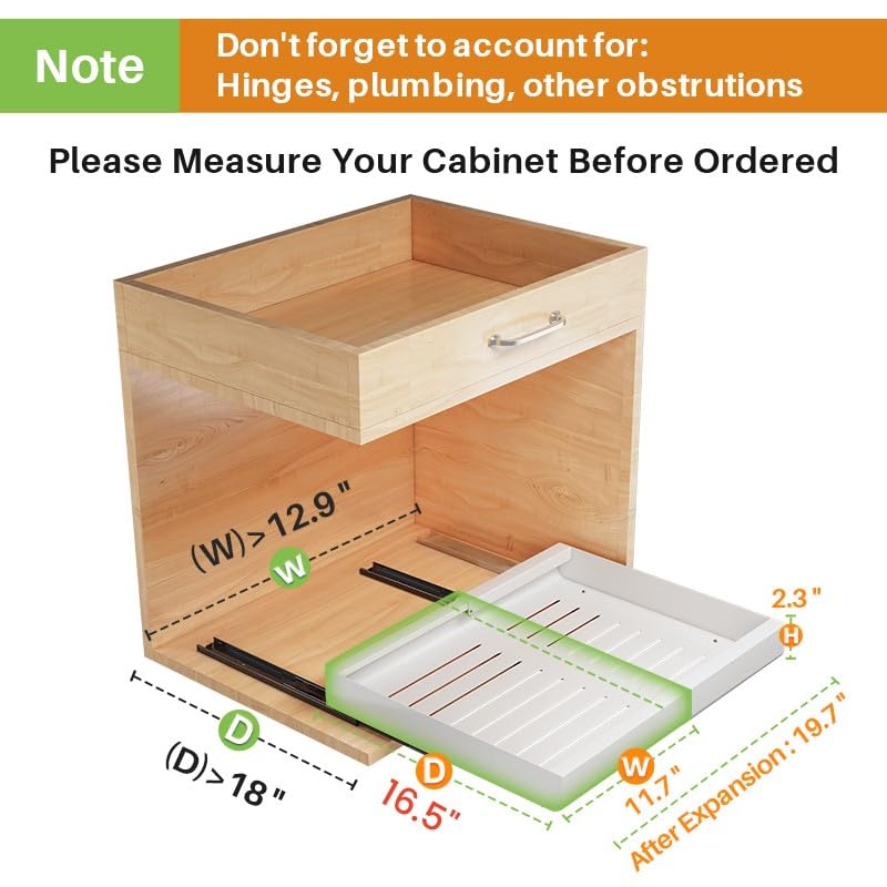 Pull Out Cabinet Organizer, Expandable Heavy Duty Slide Out Drawer for Kitchen I918