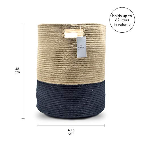 Large Cotton Storage Basket for Living Room Laundry Hamper A915