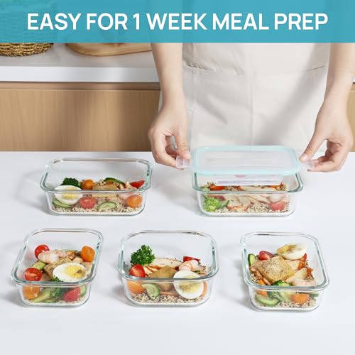 Vtopmart 8 Pack Glass Meal Prep Container with Lids, Airtight Food Storage B68410