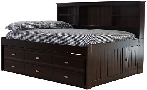 Discovery World Furniture Bookcase Daybed with 6 Drawers, Full, Espresso Y1175