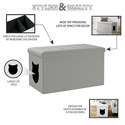 Cat Litter Box Enclosure Hidden Bench Ottoman Grey A121