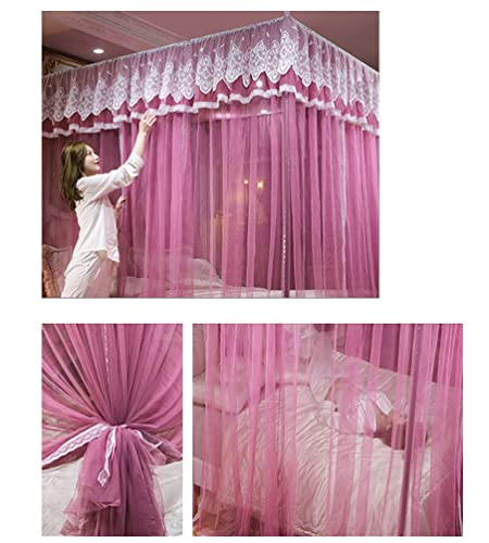 4 Corner Post Bed Canopy, Princess Room Curtain Mosquito Net, Twin Queen King (Blue 2) O59172